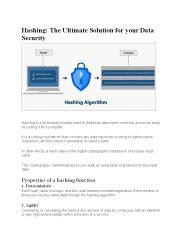 Hashing: The Ultimate Solution for your Data Security