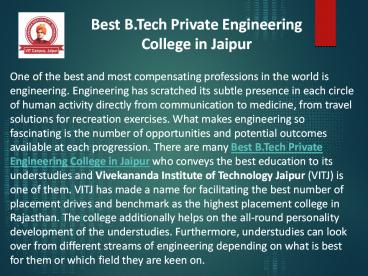 Best B.Tech Private Engineering College in Jaipur