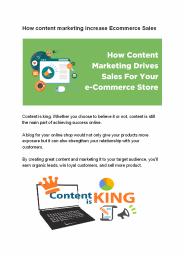 How content marketing increase Ecommerce Sales