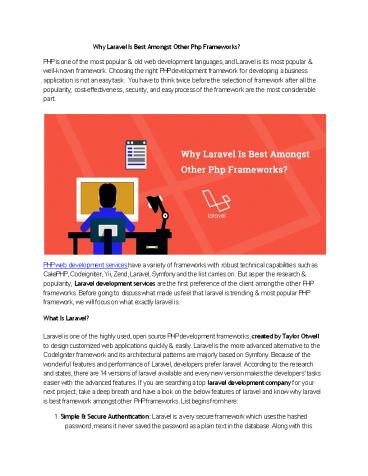 Why Laravel Is Best Amongst Other Php Frameworks?