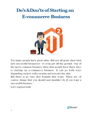Do's & Don'ts of Starting an E-commerce Business