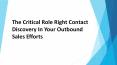 The Critical Role Right Contact Discovery In Your Outbound Sales Efforts PowerPoint PPT Presentation
