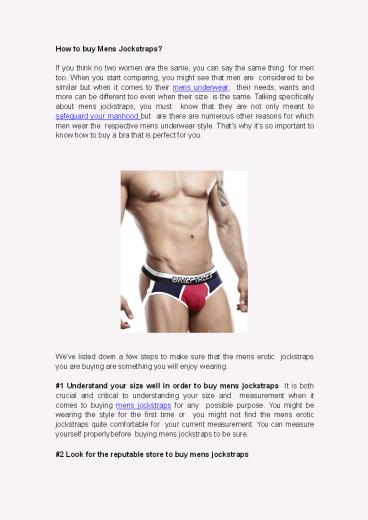 How to buy Mens Jockstraps?