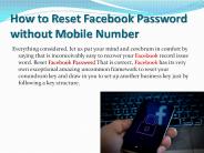 How to Reset Facebook Password without Mobile Number