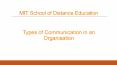 Types of Organisational Communication - MIT School of Distance Education PowerPoint PPT Presentation