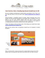 Best Services that a Reading Apartment should have in UK