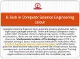 B.Tech in Computer Science Engineering Jaipur PowerPoint PPT Presentation