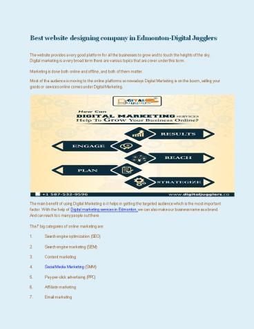 Best website designing company in Edmonton-Digital Jugglers