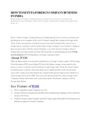 HOW TO SETUP A FOREIGN COMPANY BUSINESS IN INDIA