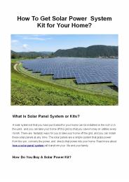 Get Solar Power  System Kit for Your Home