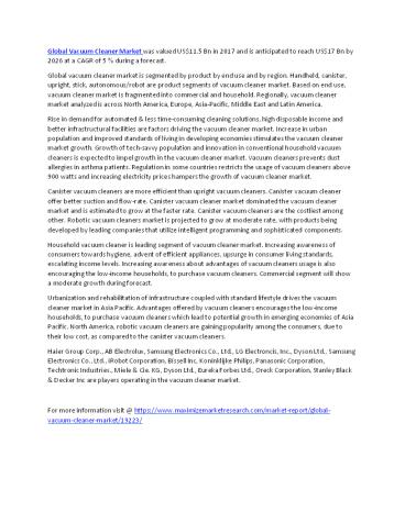 Global Vacuum Cleaner Market