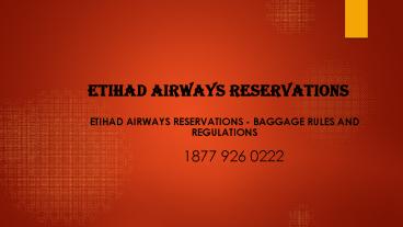 Etihad Airways Reservations - Baggage rules and regulations