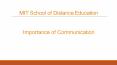 Importance of Communication – MIT School of Distance Education PowerPoint PPT Presentation