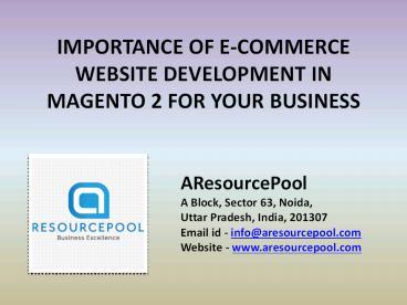 Hire Magento2 Developer India – AResourcePool Noida
