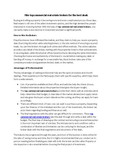 Top Commercial Real Estate Brokers in Florida