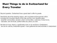 The Best Time To Visit Switzerland