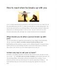 Tips for : How to react when he breaks up with you PowerPoint PPT Presentation