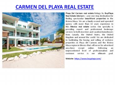 CARMEN DEL PLAYA REAL ESTATE