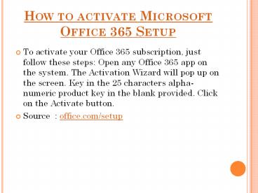 office.com/setup - activate office 365