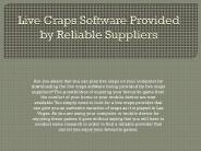 Live Craps Software Provided by Reliable Suppliers