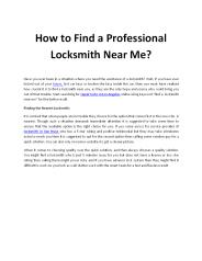 How to Find a Professional Locksmith Near Me?