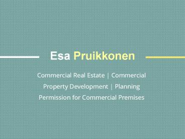 Esa Pruikkonen - Planning Permission for Commercial Premises