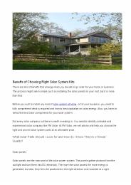 Benefits of Choosing Right Solar System Kits