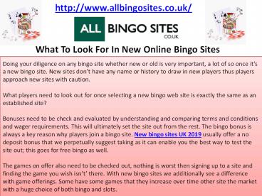 What To Look For In New Online Bingo Sites