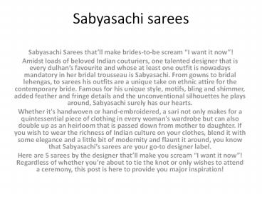 sabyasachi sarees
