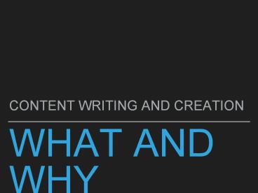 The Basics on Content Creation