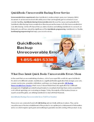 QuickBooks Backup Unrecoverable Error Support