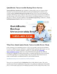 QuickBooks Backup Unrecoverable Error Support