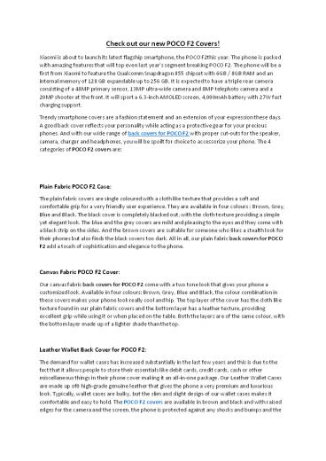 Xiaomi Poco F2 Case & Covers