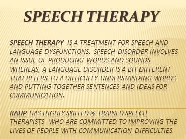 Speech Therapy
