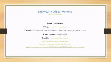 Kids Wear in Udaipur Mumkins