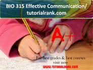 BIO 315 Effective Communication - tutorialrank.com