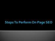 Steps to Perform On Page SEO