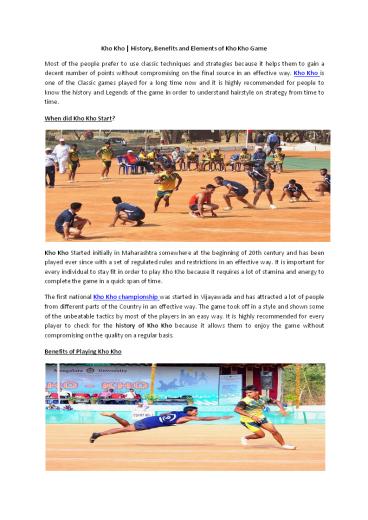 Kho Kho | History, Benefits and Elements of Kho Kho Game