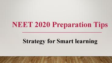 Neet Preparation Tips 2020