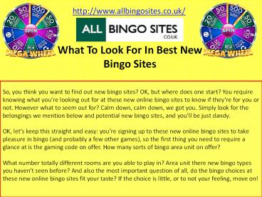 What To Look For In Best New Bingo Sites