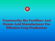 Humic Acid Manufacturer | Bio Fertilizer Manufacturer | SSCL