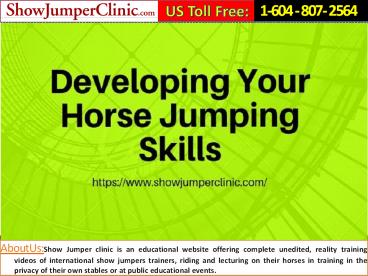 1-604-807-2564 Developing Your Horse Jumping Skills