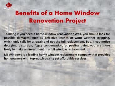 Benefits of a Home Window Renovation Project