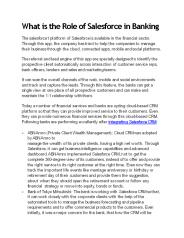 WHAT IS THE ROLE OF SALESFORCE IN BANKING