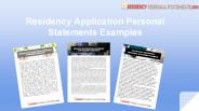Residency Application Personal Statements Examples