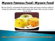 Mysore Food | Mysore Special Food