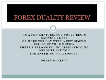 Forex Duality Scam