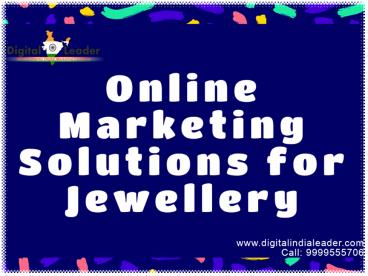 Online Marketing Solutions for Jewellery