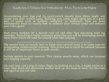 Exactly how to Enhance Your Vertical Jump -