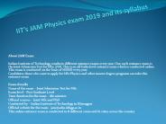 IIT’s JAM Physics exam 2019 and its syllabus